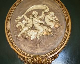 #120 -	$475 Angel framed in trumeau frame 48Wx54T from John Weichman's "All seasons" restaurant in Mobile AL. One of Mobile's premier restaurant in the day. 