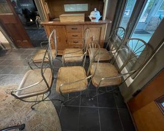 #55 -$600 Set of 6 Drexel Mesa Collection wrought iron armchairs 