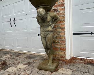 #6 - $1,800 Garden Statue pair of men with bowls 15Wx17Dx46H
