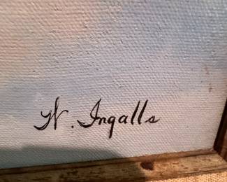 #138 -	$90 Driftwood bird painting on canvas 20x24 W.Ingalls 