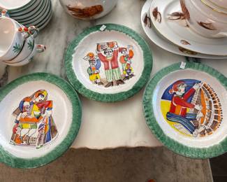 #178 - $40 EACH x 3 - Desimone signed Italy pottery plates in style of Picasso drawings. 