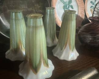 Quezel Trumpet Pulled Feather Lamp Shades - Set of four