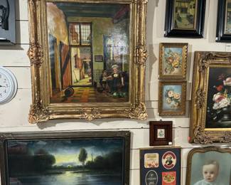 Antique Oil Painting by Dutch Artist and Watercolor