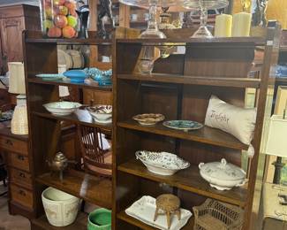 Antique Oak Open Bookcase