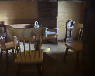Inside miniature log cabin