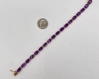 14k gold amethyst and diamond bracelet