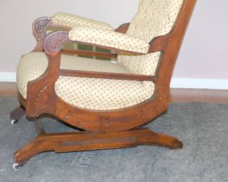 Vintage carved wood frame rocking chair
