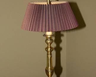 Vintage brass candlestick shaded lamp on marble base