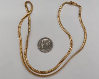 Another view of 14k gold serpentine link necklace