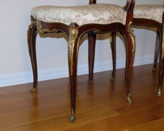 Another closeup of the pair of antique Louis XV style chairs