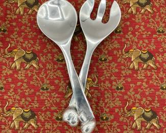 Vintage Mariposa Mushroom & Tomato Salad Server Set, aluminum