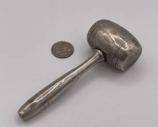 Sterling silver mallet / gavel shaped baby rattle