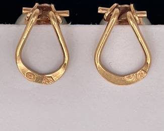 Gold mark and makers mark on back of gold and pearl clip earrings