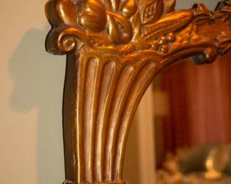 Another closeup of Federalist-style gilt-gesso mirror with cornucopia eagle crest