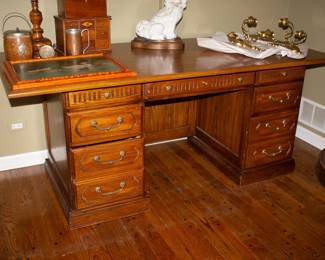 Vintage 9-drawer wooden desk
