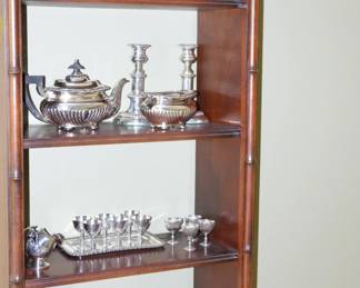 Just some of the fantastic collection of silver plate trays, coffee pot, teapot, candlesticks, serving bowls and more at this sale