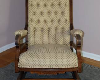 Vintage carved wood frame rocking chair