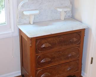Antique Victorian era marble top washstand / dresser