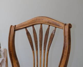 Closeup of Drexel Heritage Fruitwood 'Wheat' Back Dining Chairs