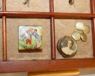 Closeup of enameled boxes