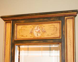 Closeup of classic vintage hall mirror, carved wood, hand painted