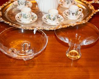 Two Steuben art glass bowls, signed