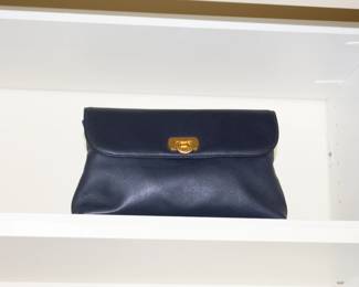 Navy blue leather clutch purse