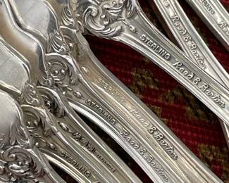 Closeup from the set of Reed & Barton Mirrorstele Francis I pattern sterling silver handle flatware