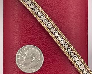 Reverse of 14k gold and diamond tennis bracelet