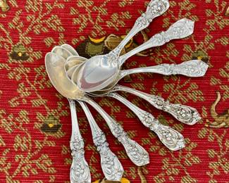 Smaller spoons from the set of Reed & Barton Mirrorstele Francis I pattern sterling silver handle flatware