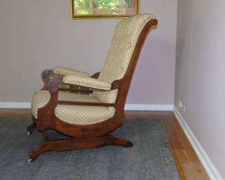Vintage carved wood frame rocking chair