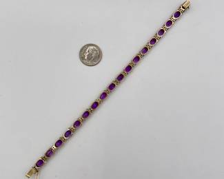 Reverse side of the 14k gold amethyst and diamond bracelet