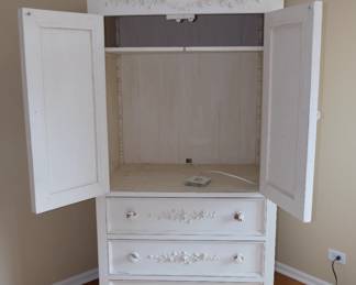 Another view of vintage painted wardrobe/cupboard