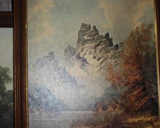 Framed Rugged mountain oil print