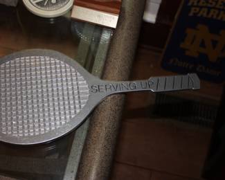 Pewter tennis set: racket