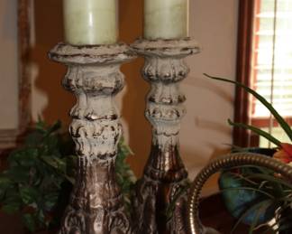 Pair ornate candle holders