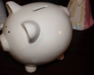 White porcelain piggy bank