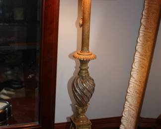 1 of 2 matching thin table lamps