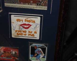 Ken Griffey news paper article and signed bar coaster