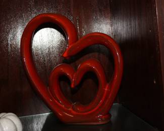 Double red ceramic hearts