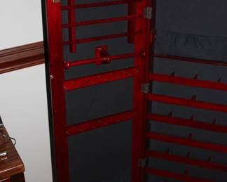 Stand up mirrored wood jewelry cast w/key