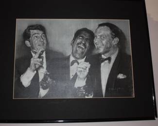 Matted framed Rat Pack  Dean Martin/Sammy Davis Jr/