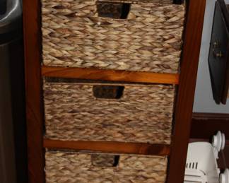 1 of 2 matching wood/woven drawers storage