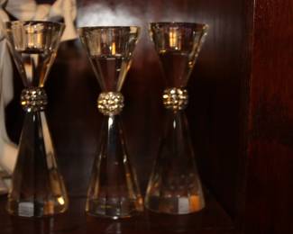 3 glass candle holders