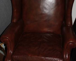 Leather wingback office/library chair  no rips/tears