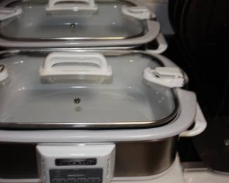 2 Crock Pots buffet slow cookers  w/glass tops