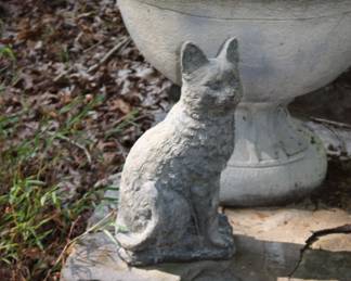 Concrete cat and pot
