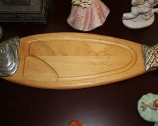 Wood & metal fish tray