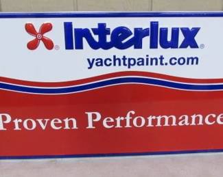 NOS Metal Embossed Interlux Paint Sign - 18" x 36"