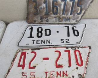 1952, 1953, 1955 TN State Shape License Plates